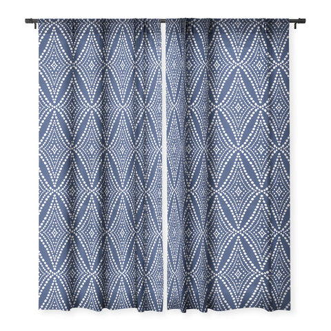 Heather Dutton Pebble Pathway Navy Blue Sheer Window Curtain