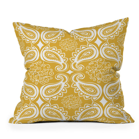 Heather Dutton Plush Paisley Goldenrod Outdoor Throw Pillow