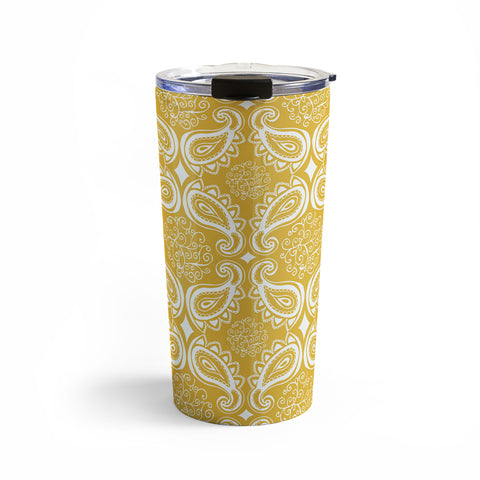 Heather Dutton Plush Paisley Goldenrod Travel Mug