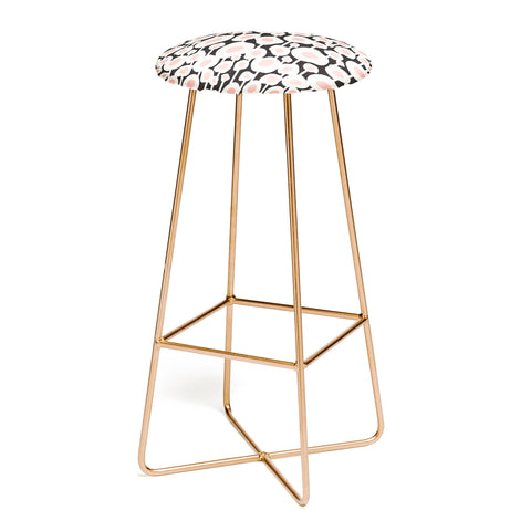 Heather Dutton Poppy Dot Retro Floral Black Bar Stool
