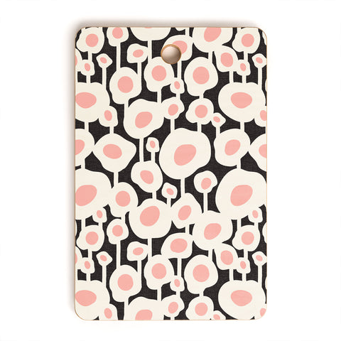 Heather Dutton Poppy Dot Retro Floral Black Cutting Board Rectangle