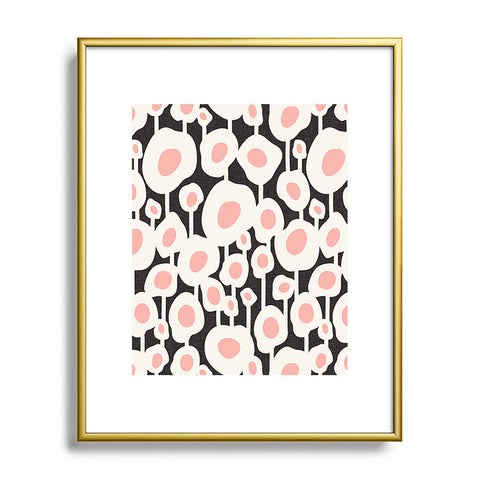 Heather Dutton Poppy Dot Retro Floral Black Metal Framed Art Print
