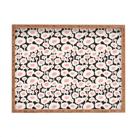 Heather Dutton Poppy Dot Retro Floral Black Rectangular Tray