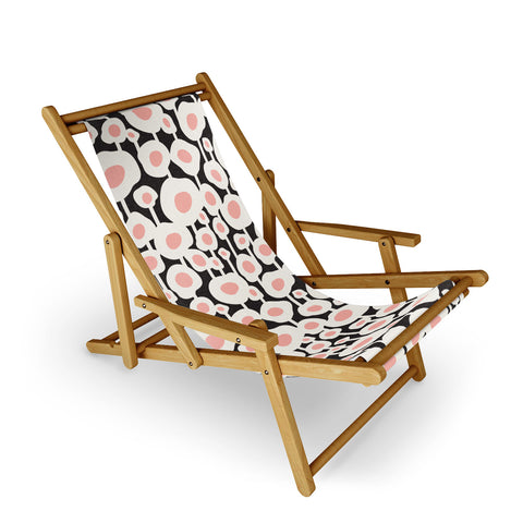 Heather Dutton Poppy Dot Retro Floral Black Sling Chair