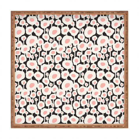 Heather Dutton Poppy Dot Retro Floral Black Square Tray