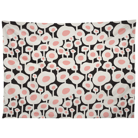 Heather Dutton Poppy Dot Retro Floral Black Tapestry