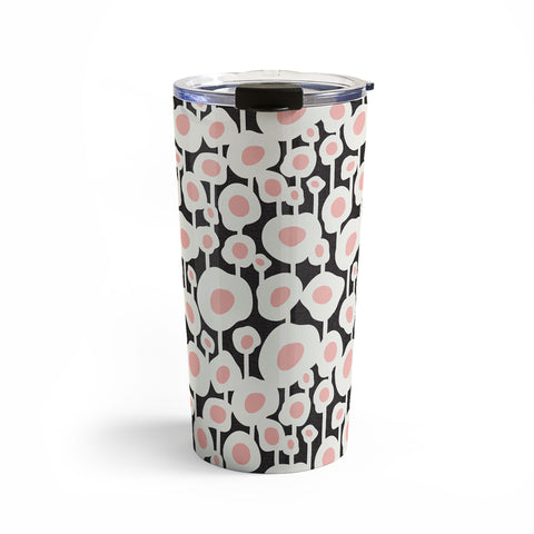 Heather Dutton Poppy Dot Retro Floral Black Travel Mug