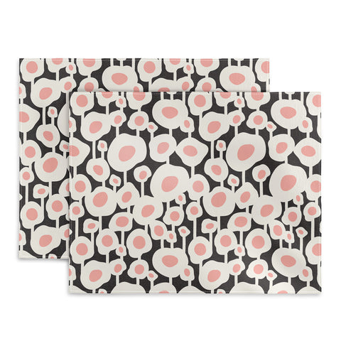 Heather Dutton Poppy Dot Retro Floral Black Placemat
