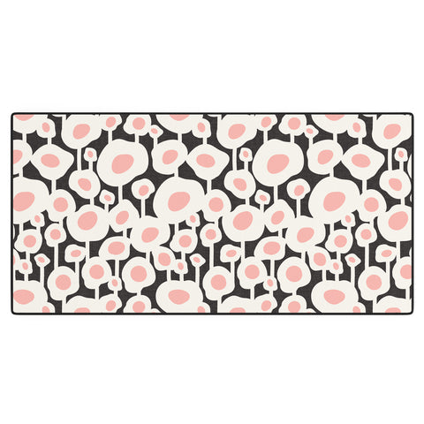 Heather Dutton Poppy Dot Retro Floral Black Desk Mat
