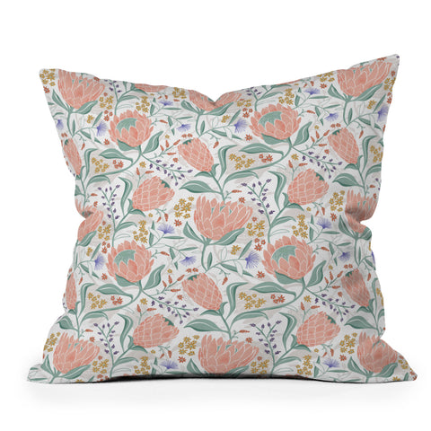 Heather Dutton Protea Field White Outdoor Throw Pillow