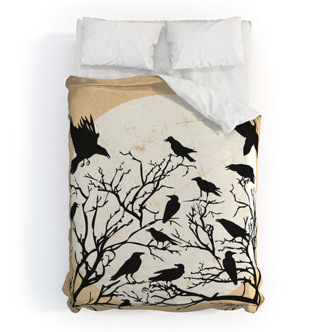 Heather Dutton Ravens Call Natural Duvet Cover