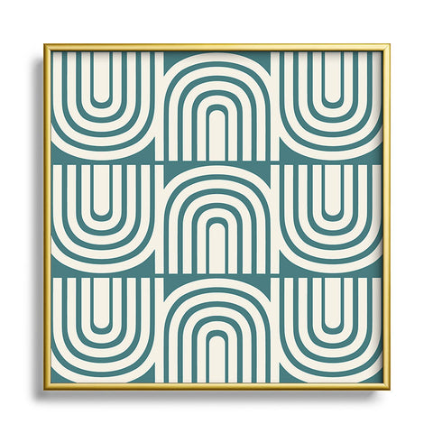 Heather Dutton Refraction Rainbow Teal Square Metal Framed Art Print