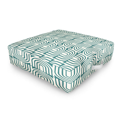 Heather Dutton Refraction Rainbow Teal Outdoor Floor Cushion