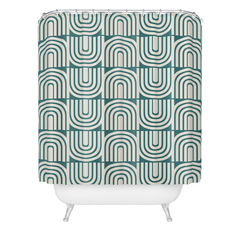 Heather Dutton Refraction Rainbow Teal Shower Curtain
