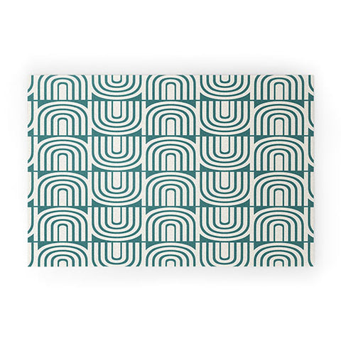Heather Dutton Refraction Rainbow Teal Welcome Mat