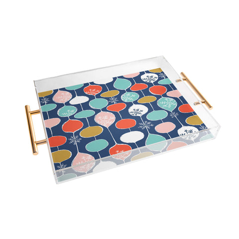 Heather Dutton Snowflake Holiday Bobble Chill Navy Acrylic Tray