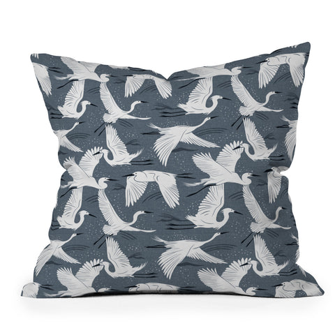 Heather Dutton Soaring Wings Steel Blue Grey Outdoor Throw Pillow