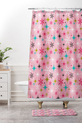 Heather Dutton Stardust Pink Shower Curtain And Mat