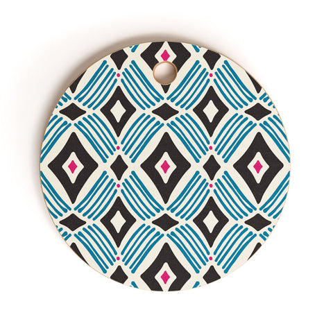 Heather Dutton Tarak Blue Black Cutting Board Round
