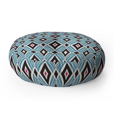 Heather Dutton Tarak Blue Black Floor Pillow Round