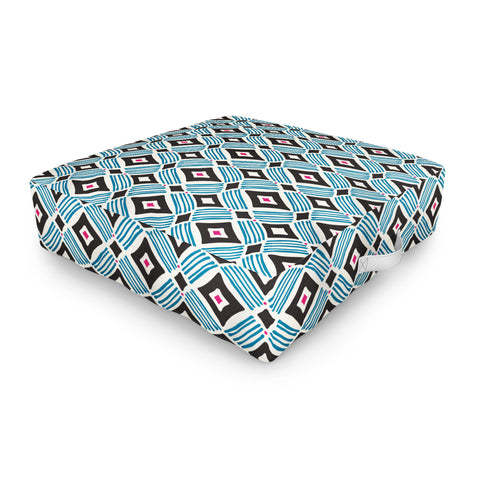 Heather Dutton Tarak Blue Black Outdoor Floor Cushion