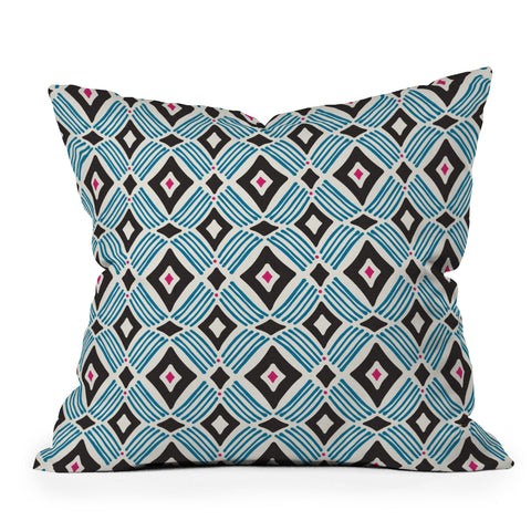 Heather Dutton Tarak Blue Black Throw Pillow