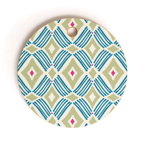 Heather Dutton Tarak Green Blue Cutting Board Round