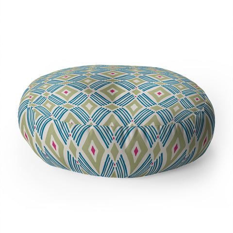 Heather Dutton Tarak Green Blue Floor Pillow Round
