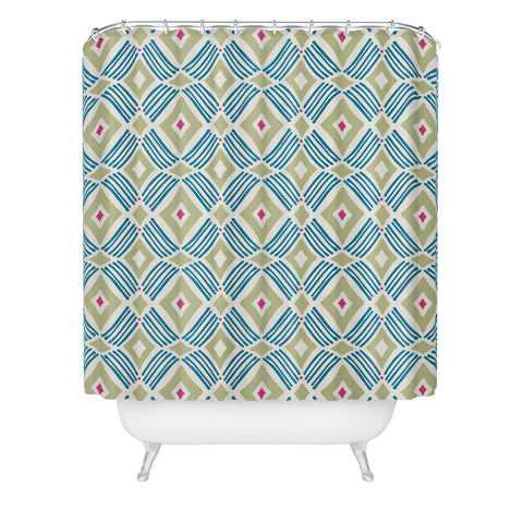 Heather Dutton Tarak Green Blue Shower Curtain