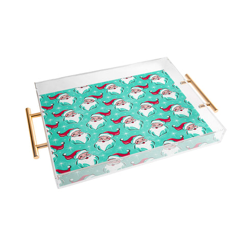 Heather Dutton Tis The Season Multi Pattern Aqua Acrylic Tray