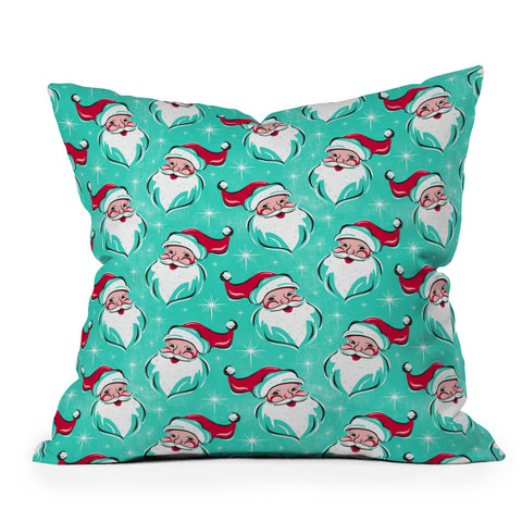Heather Dutton Tis The Season Multi Pattern Aqua Outdoor Throw Pillow