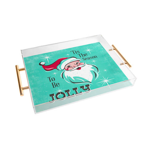 Heather Dutton Tis The Season Retro Santa Aqua Acrylic Tray