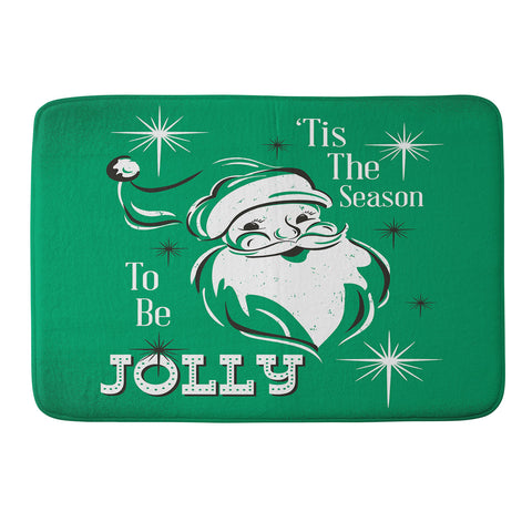 Heather Dutton Tis The Season Retro Santa Green Memory Foam Bath Mat
