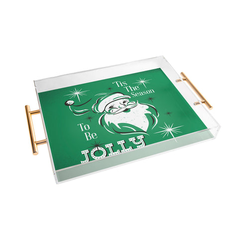 Heather Dutton Tis The Season Retro Santa Green Acrylic Tray