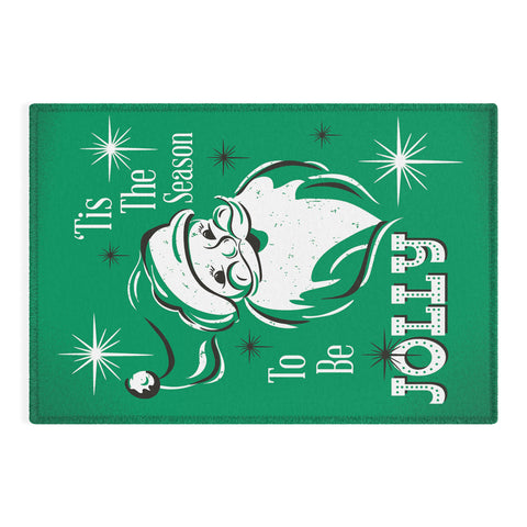 Heather Dutton Tis The Season Retro Santa Green Outdoor Rug