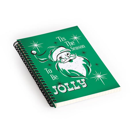 Heather Dutton Tis The Season Retro Santa Green Spiral Notebook