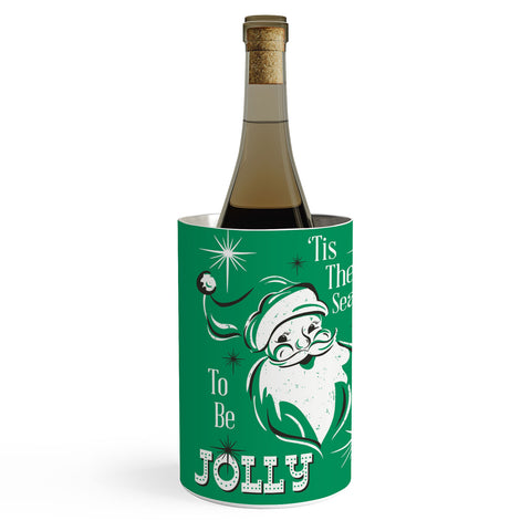 Heather Dutton Tis The Season Retro Santa Green Wine Chiller
