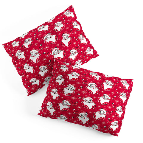 Heather Dutton Tis The Season Retro Santa Red Pillow Shams