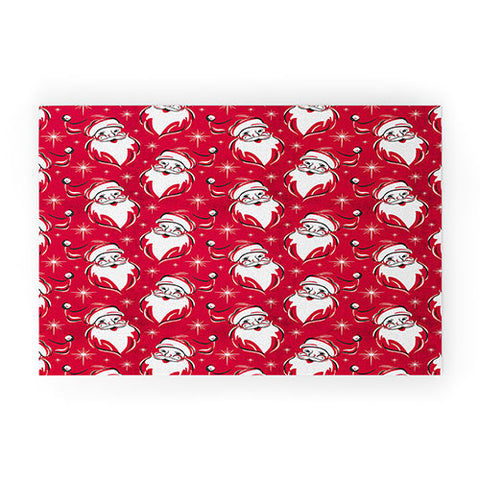 Heather Dutton Tis The Season Retro Santa Red Welcome Mat