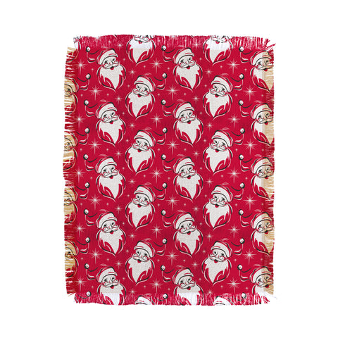 Heather Dutton Tis The Season Retro Santa Red Throw Blanket