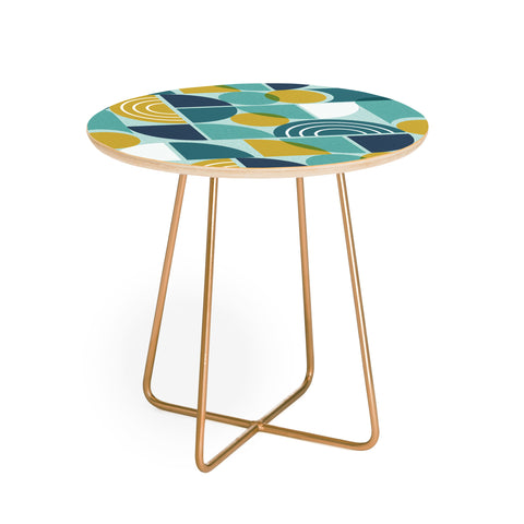 Heather Dutton Trailway Aqua Goldenrod Round Side Table