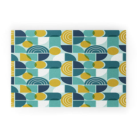 Heather Dutton Trailway Aqua Goldenrod Welcome Mat