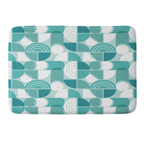 Heather Dutton Trailway Aqua White Memory Foam Bath Mat