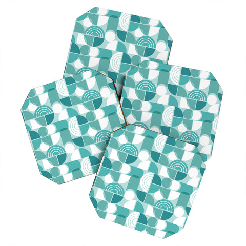 Heather Dutton Trailway Aqua White Coaster Set