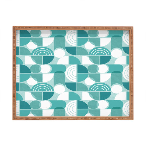 Heather Dutton Trailway Aqua White Rectangular Tray