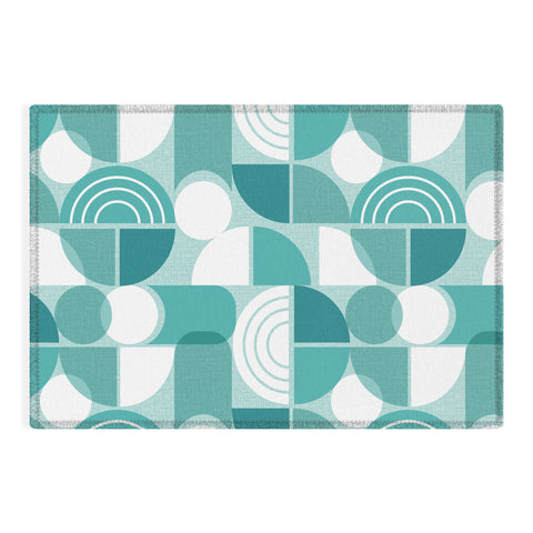 Heather Dutton Trailway Aqua White Outdoor Rug