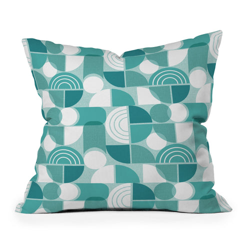 Heather Dutton Trailway Aqua White Outdoor Throw Pillow