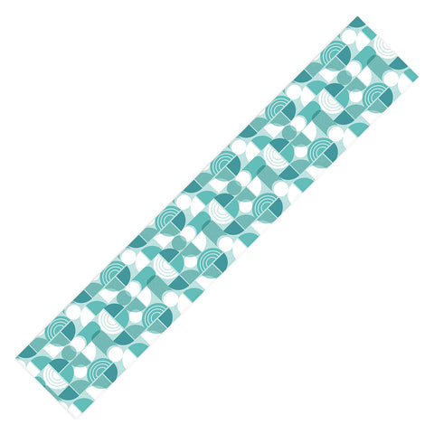 Heather Dutton Trailway Aqua White Table Runner