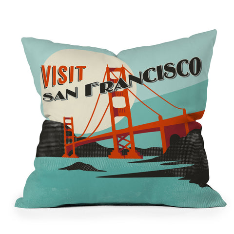 Heather Dutton Visit San Francisco Outdoor Throw Pillow