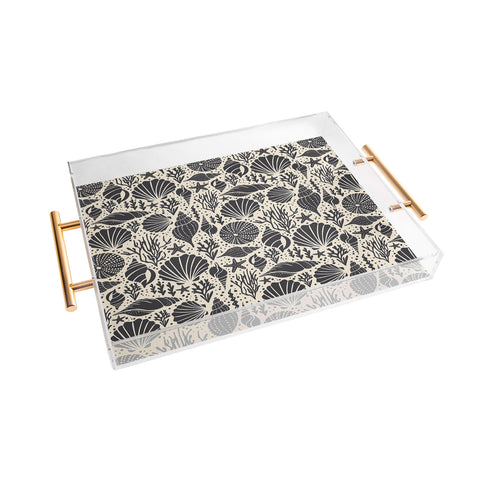 Heather Dutton Washed Ashore Ivory Charcoal Acrylic Tray